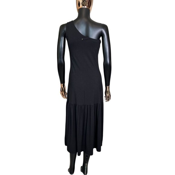 Cuyana Black One Shoulder Drop Waist Midi Dress Small - Picture 5 of 11